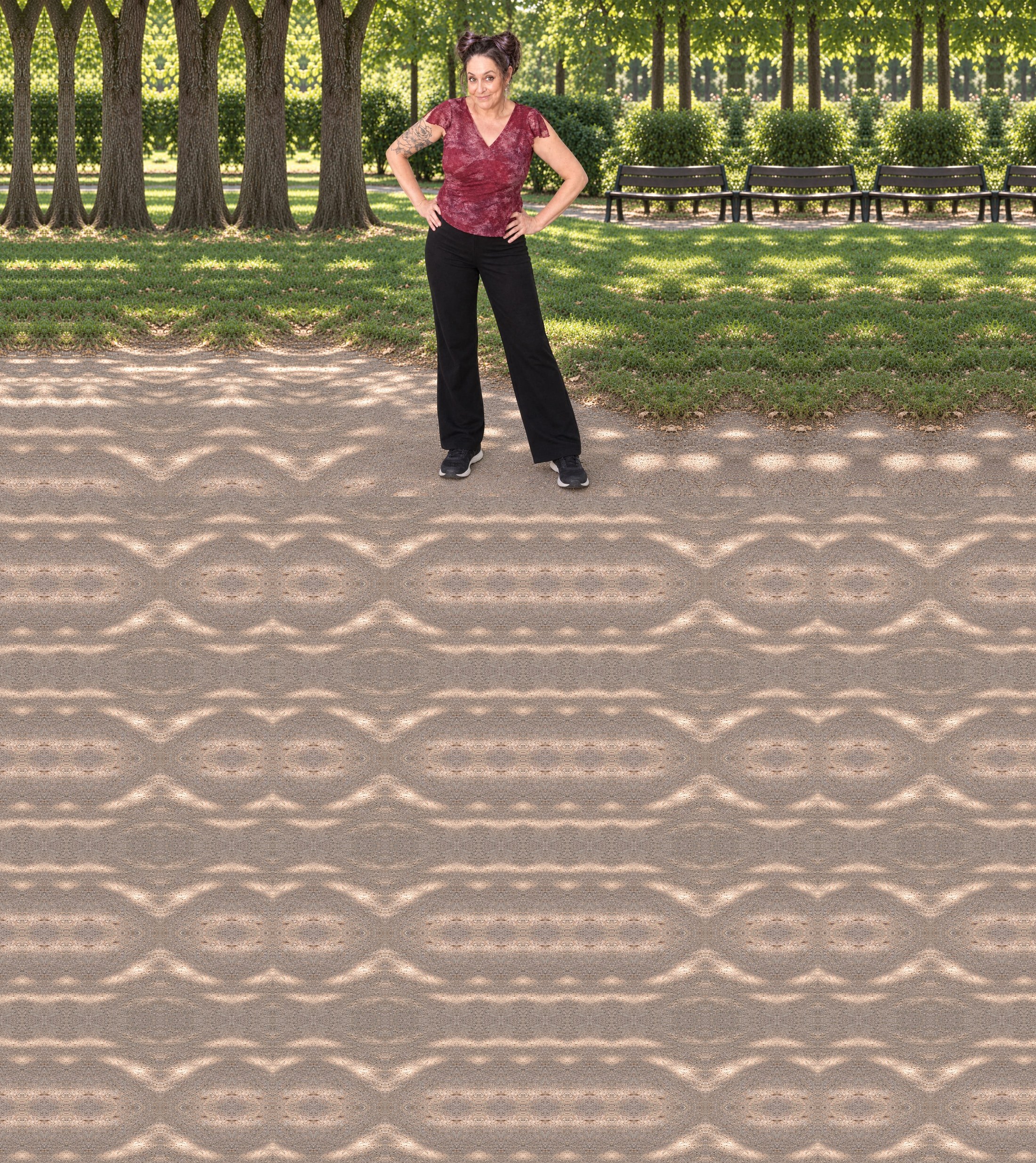 Zagarella, an English teacher, standing in a park