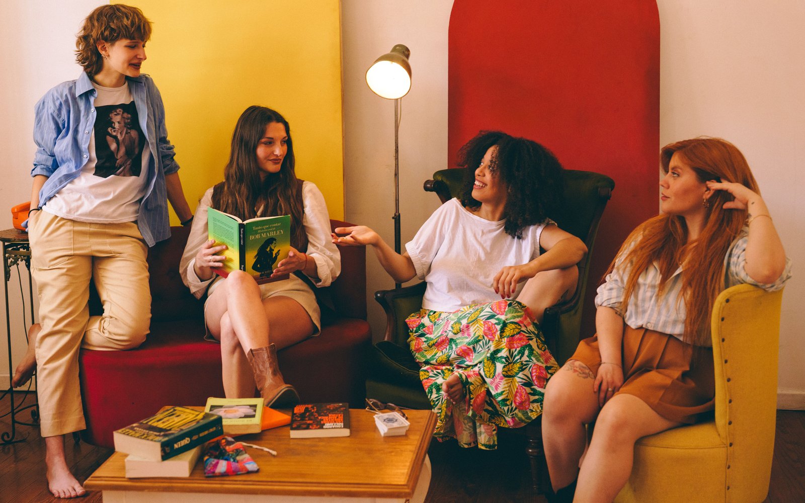 People enjoying themselves at a book club